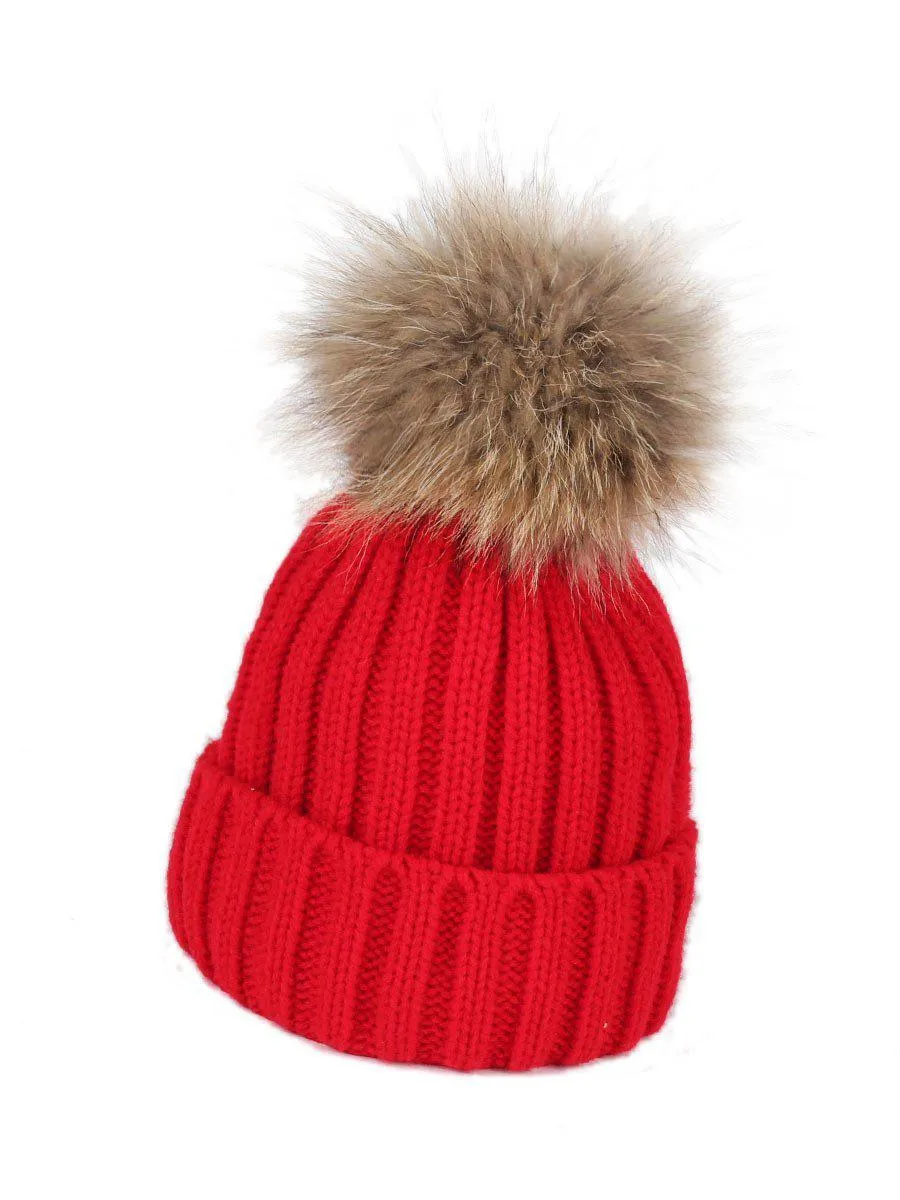 2-Piece Hair Ball Wool Parent-child Cap