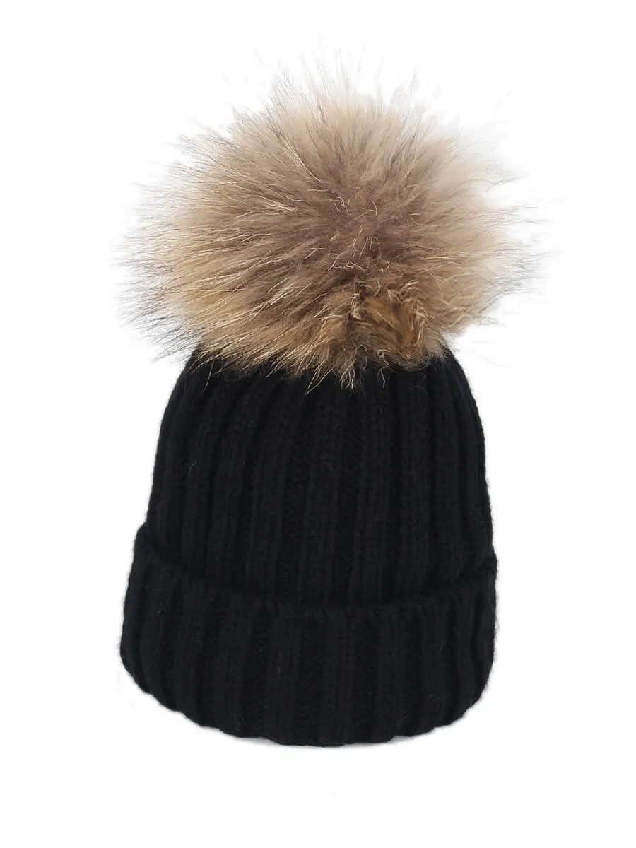 2-Piece Hair Ball Wool Parent-child Cap