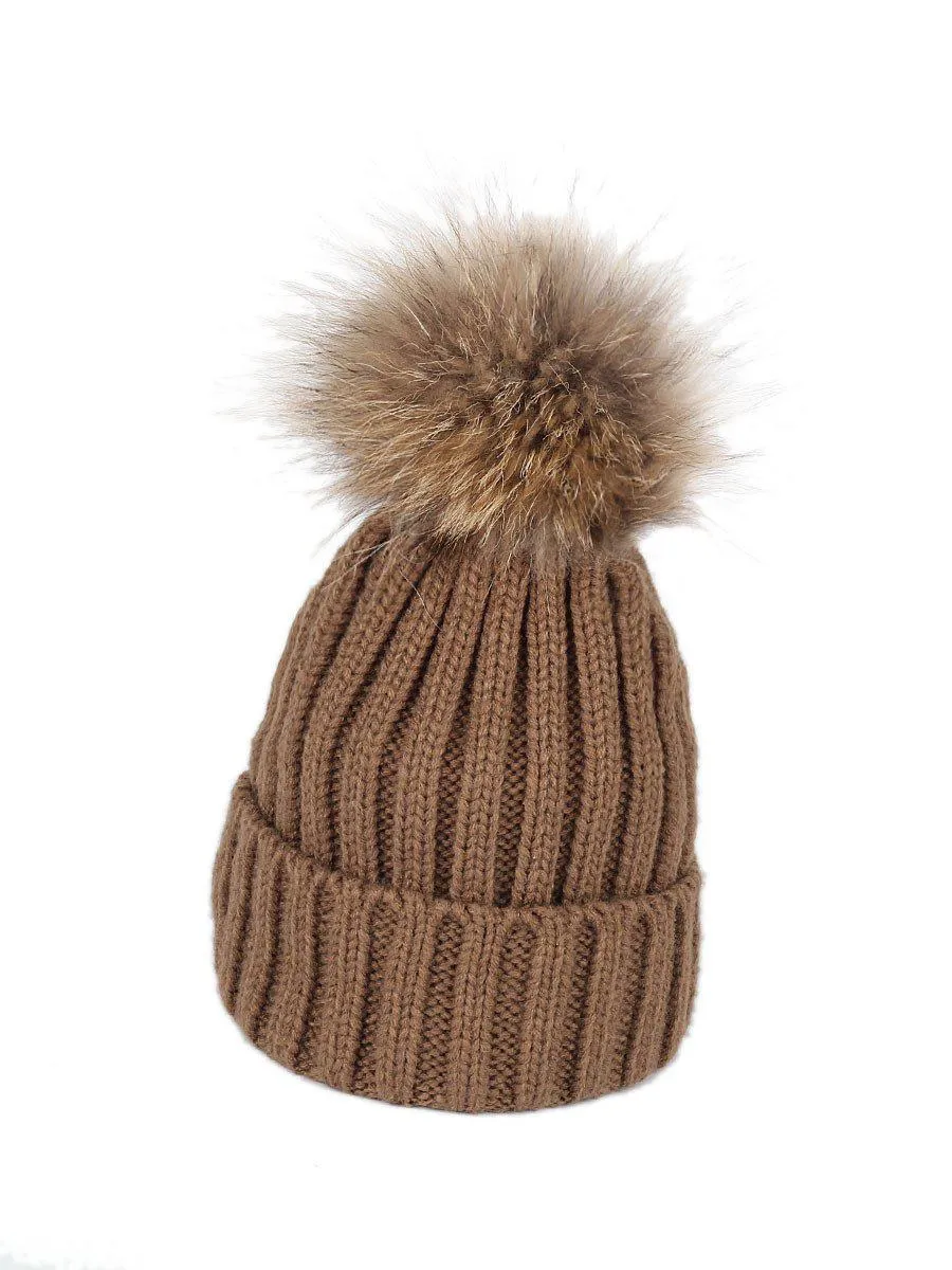 2-Piece Hair Ball Wool Parent-child Cap