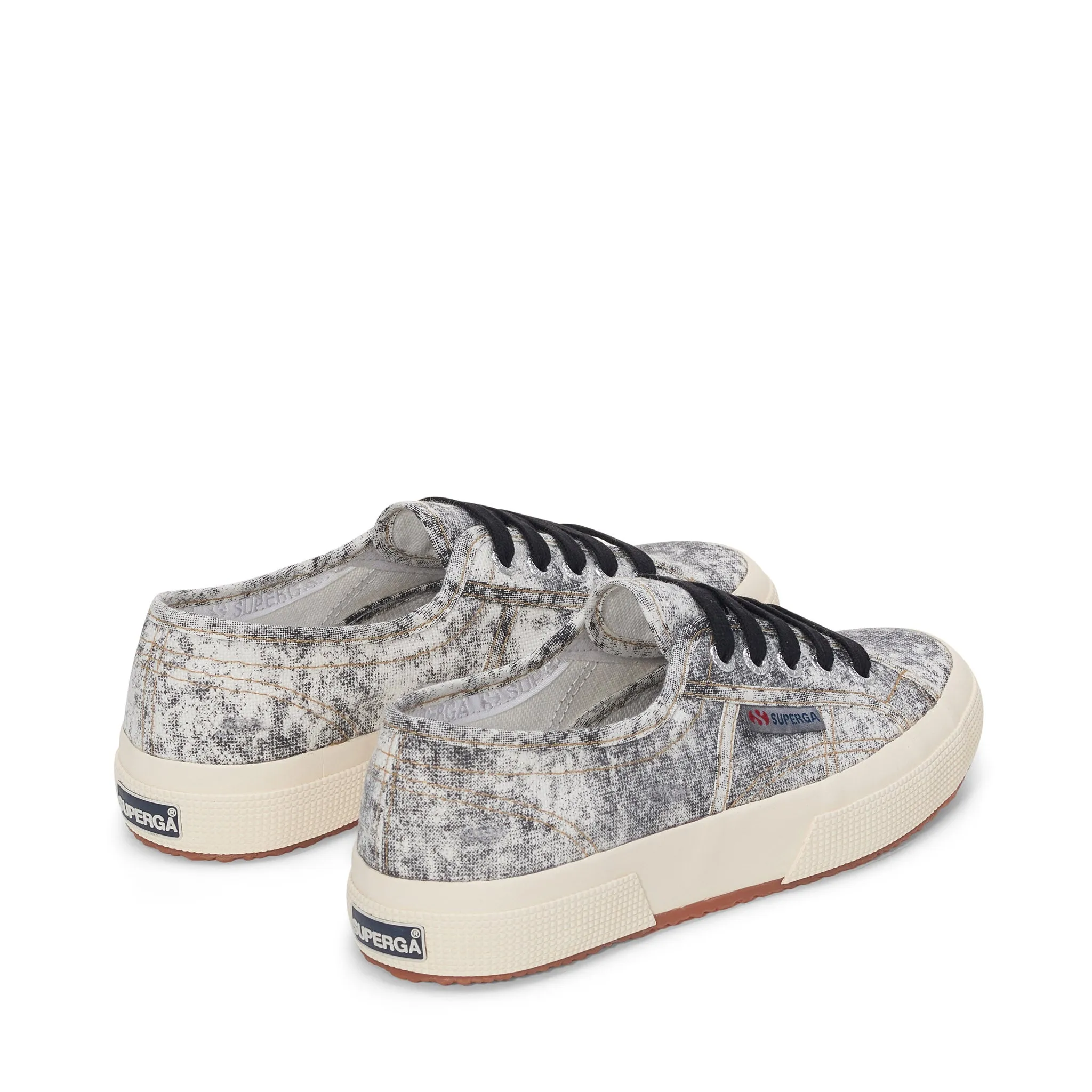 2750 Cotton Denim Destroyed Sneakers - White Black Beige Gardenia