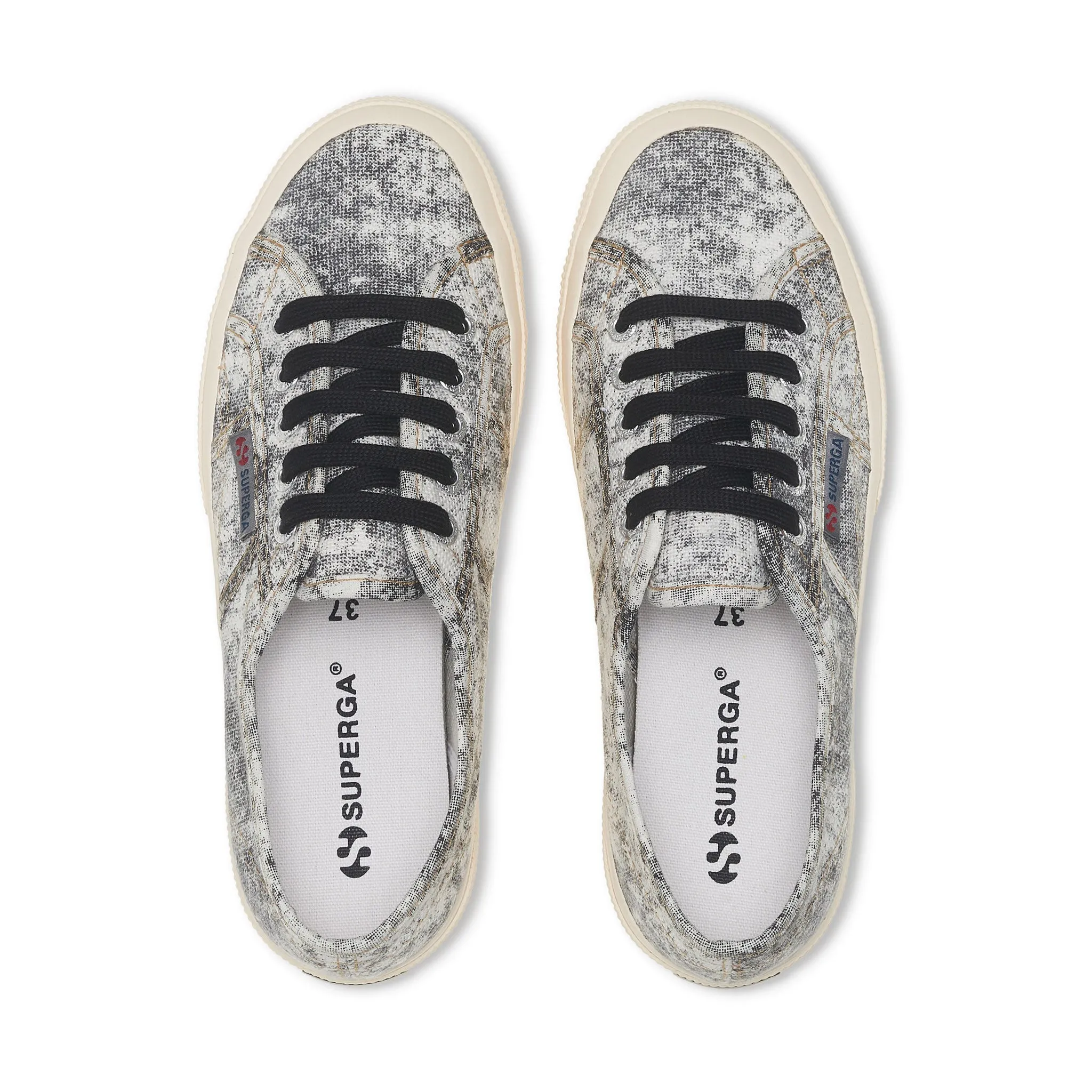 2750 Cotton Denim Destroyed Sneakers - White Black Beige Gardenia