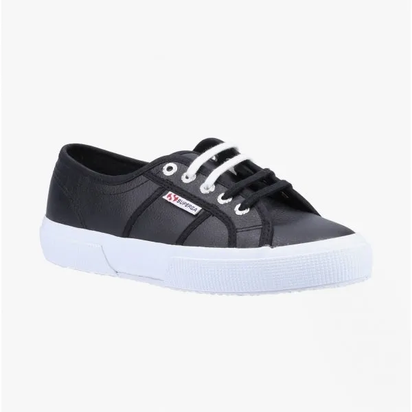2750 TUMBLED Ladies Leather Trainers Black/White