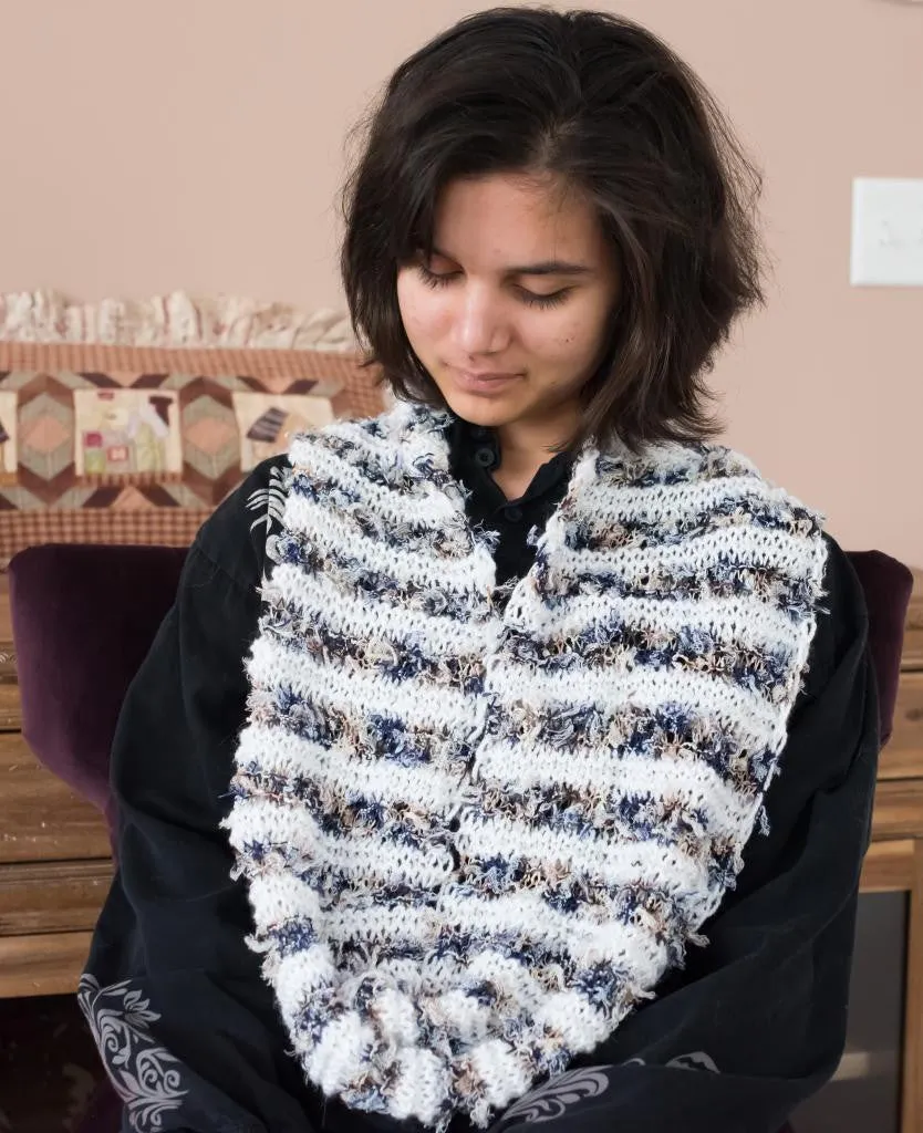 Alpaca Iris Cowl Marine Madness,  Handknitted
