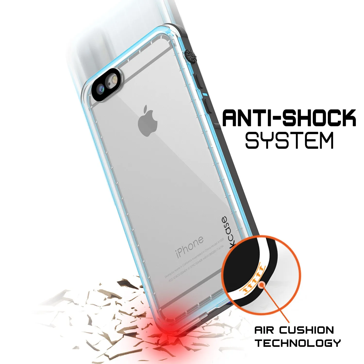 Apple iPhone 7 Waterproof Case, PUNKcase CRYSTAL Light Blue  W/ Attached Screen Protector  | Warranty