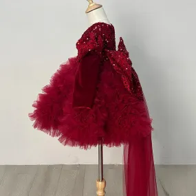 Birthday party dress baby sequin big bow tail princess dress