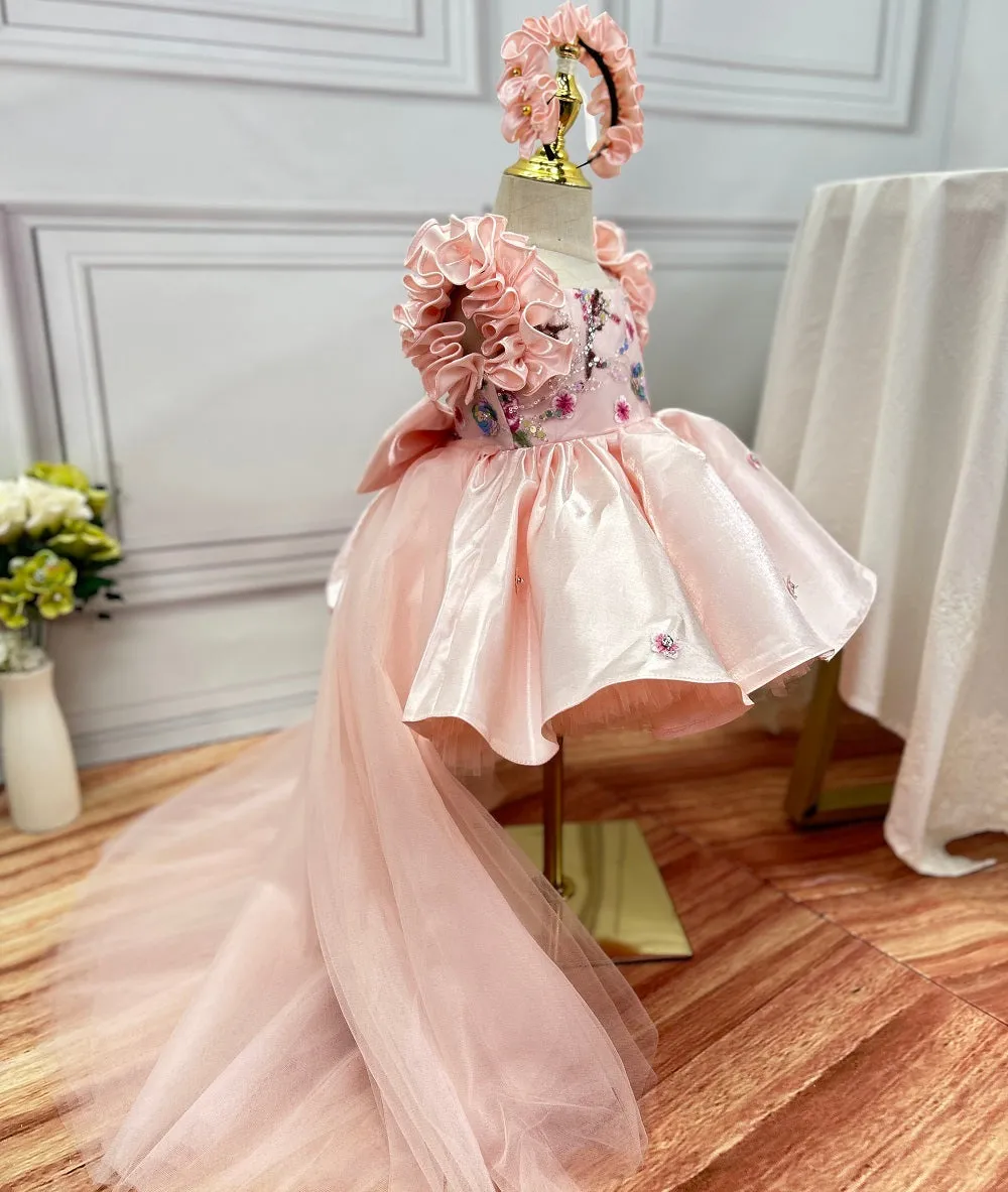Birthday party embroidery cute fluffy tail stage performance girl princess dress