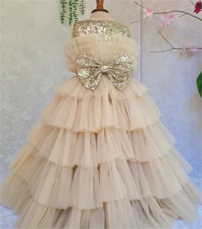 Champagne cake girl princess dress Sleeve can customizable colors