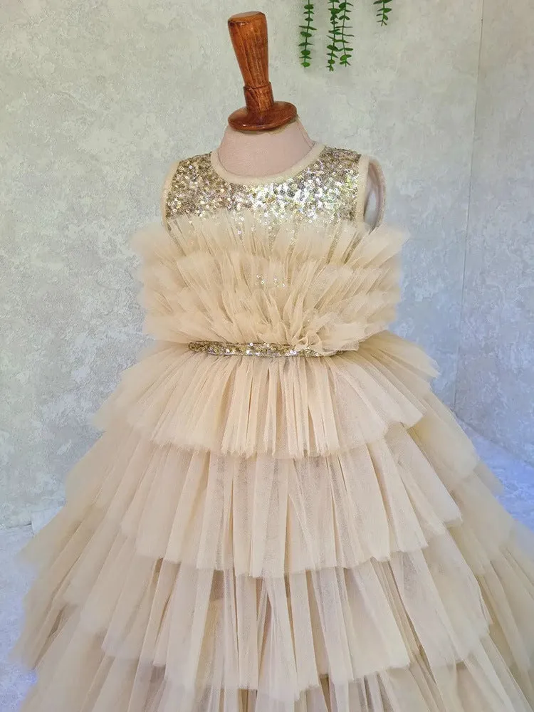 Champagne cake girl princess dress Sleeve can customizable colors