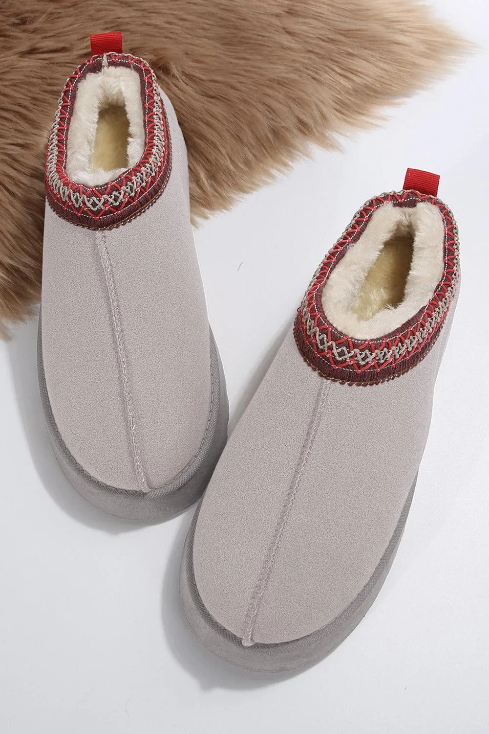 Chestnut Suede Contrast Print Plush Lined Snow Boots