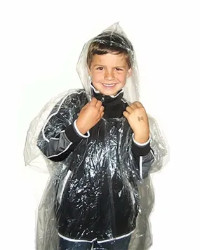 Children's Emergency Disposable Clear Rain Ponchos