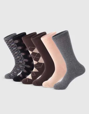 Earthy Haze Dress Crew Socks 6 Pack