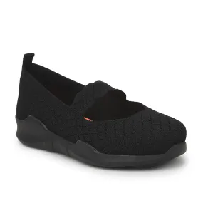 Force 10 Non Lacing Black Casual Slip on Shoes For Women AVILA-48 By Liberty