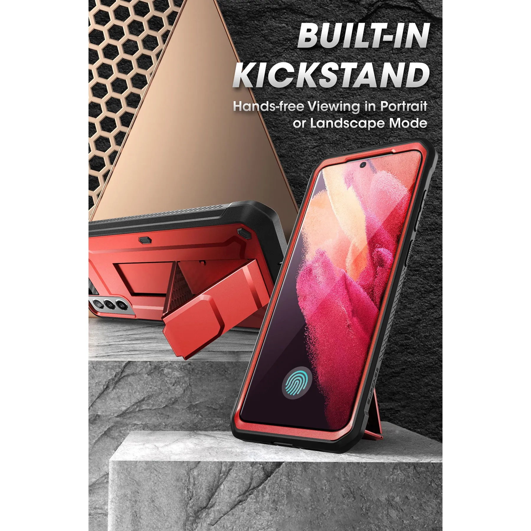 Galaxy S21 FE Unicorn Beetle PRO Rugged Case-Metallic Red