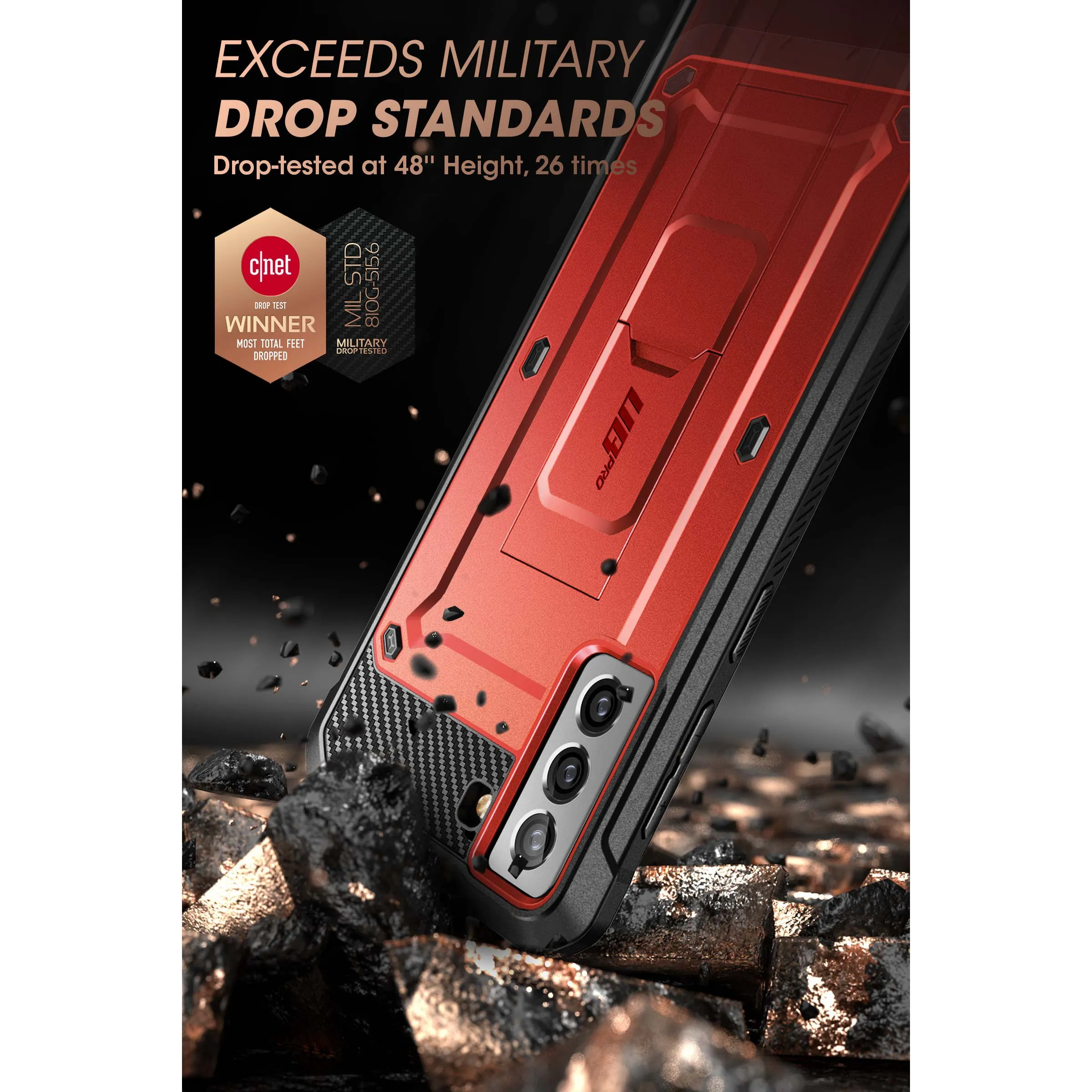 Galaxy S21 FE Unicorn Beetle PRO Rugged Case-Metallic Red