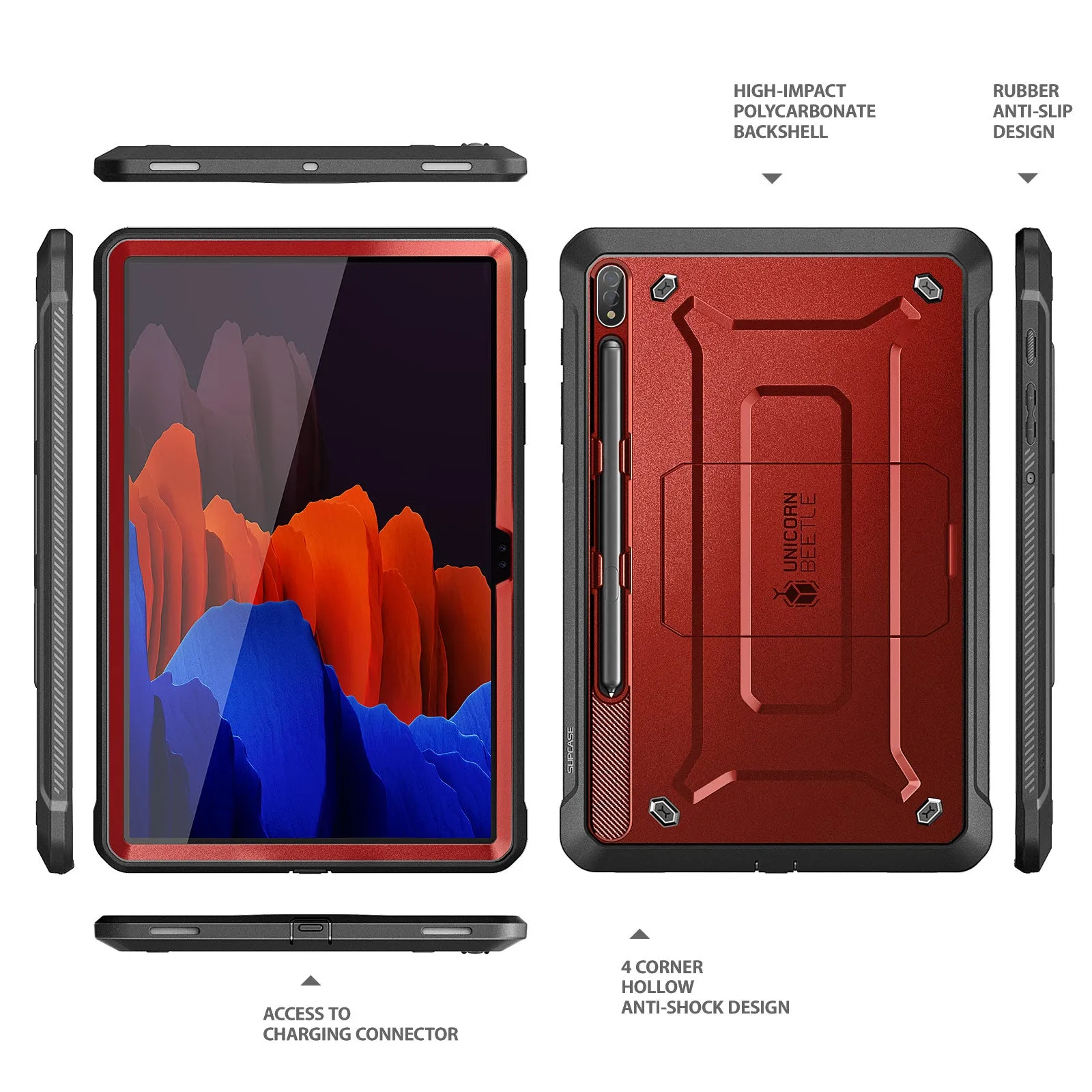 Galaxy Tab S8 Ultra (2022) Unicorn Beetle Pro Rugged Case-Metallic Red