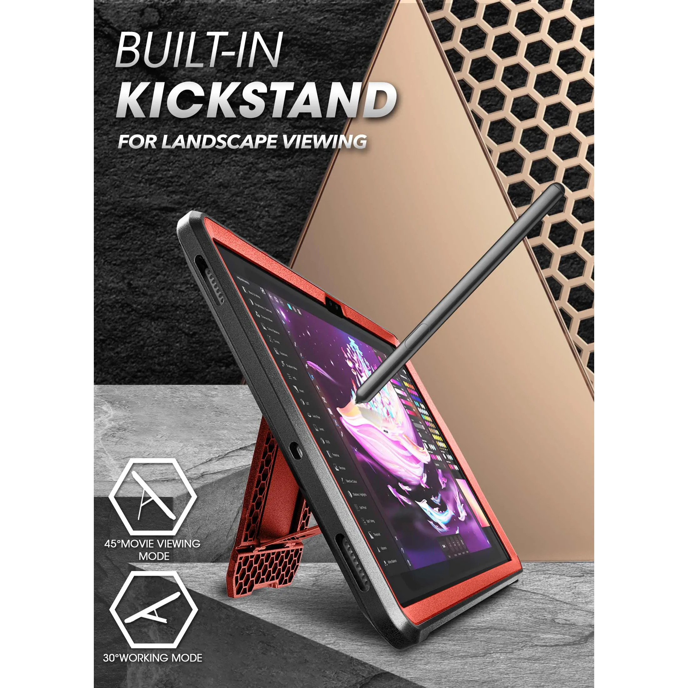 Galaxy Tab S8 Ultra (2022) Unicorn Beetle Pro Rugged Case-Metallic Red