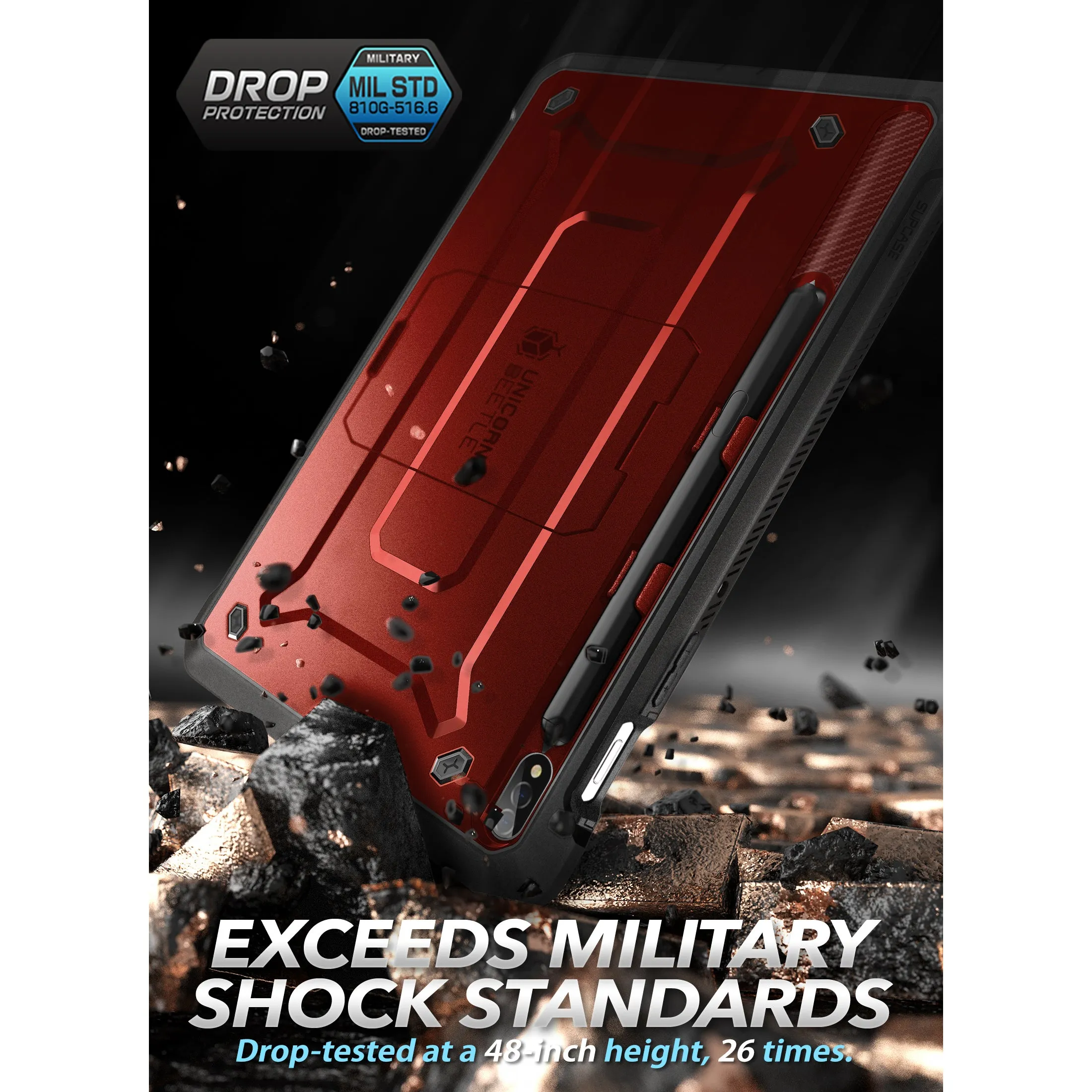 Galaxy Tab S8 Ultra (2022) Unicorn Beetle Pro Rugged Case-Metallic Red