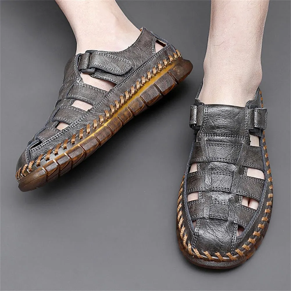 GEXECEUSS Sandals for Men Closed Toe Leather Sport Sandals Fisherman Sandals Outdoor Casual Walking Sandals Summer Water Shoes Beach Wading Shoes