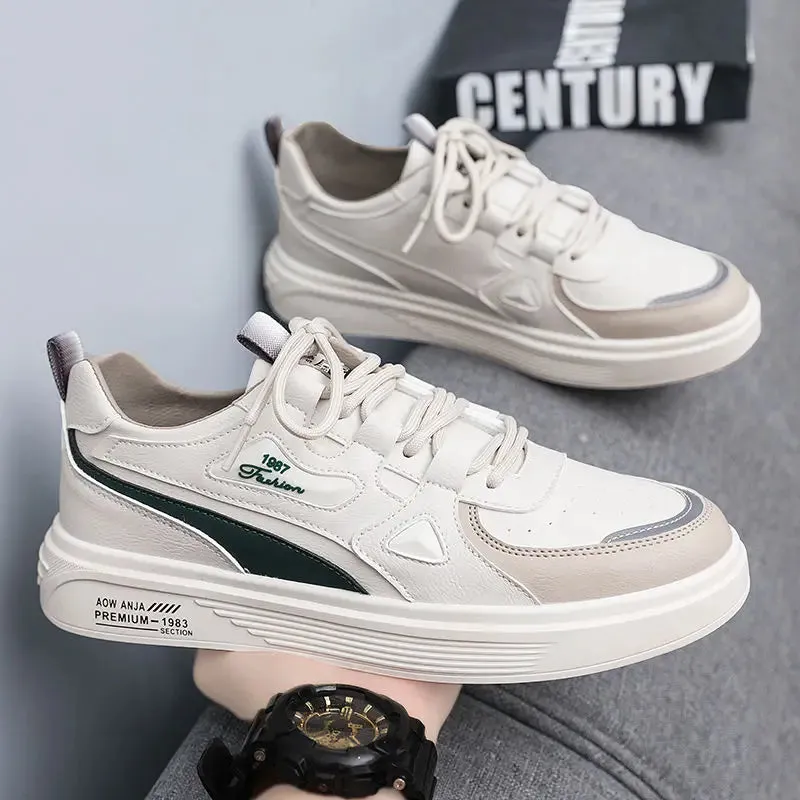 Hnzxzm Vulcanize Shoes for Men Spring Autumn Leisure Sneakers Man Black Work Slip-ons Leather Sports Casual Board Shoe Walking Common