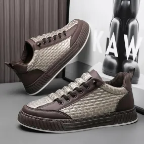 Hnzxzm Vulcanize Shoes for Men Spring Autumn Leisure Sneakers Man Black Work Slip-ons Leather Sports Casual Board Shoe Walking Common