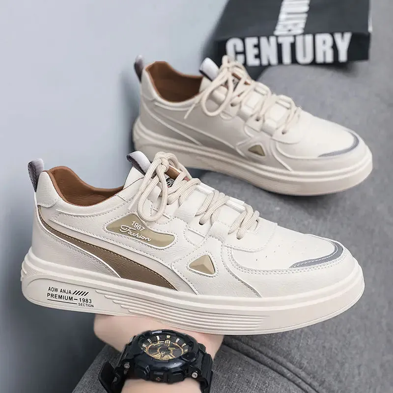 Hnzxzm Vulcanize Shoes for Men Spring Autumn Leisure Sneakers Man Black Work Slip-ons Leather Sports Casual Board Shoe Walking Common