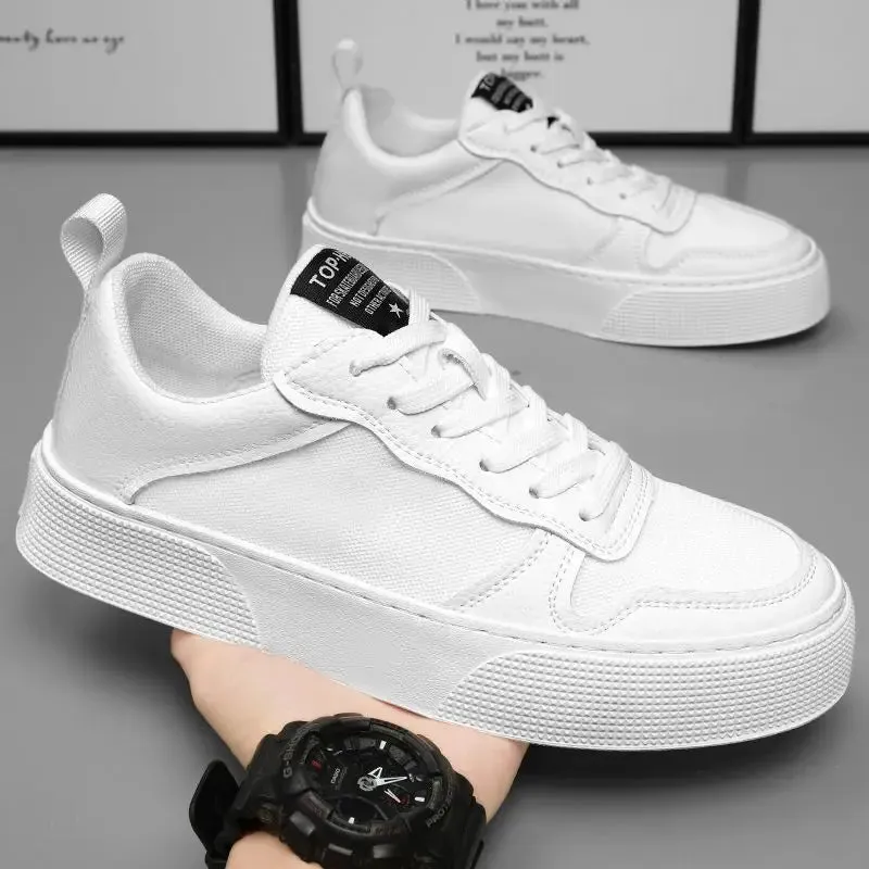 Hnzxzm Vulcanize Shoes for Men Spring Autumn Leisure Sneakers Man Black Work Slip-ons Leather Sports Casual Board Shoe Walking Common
