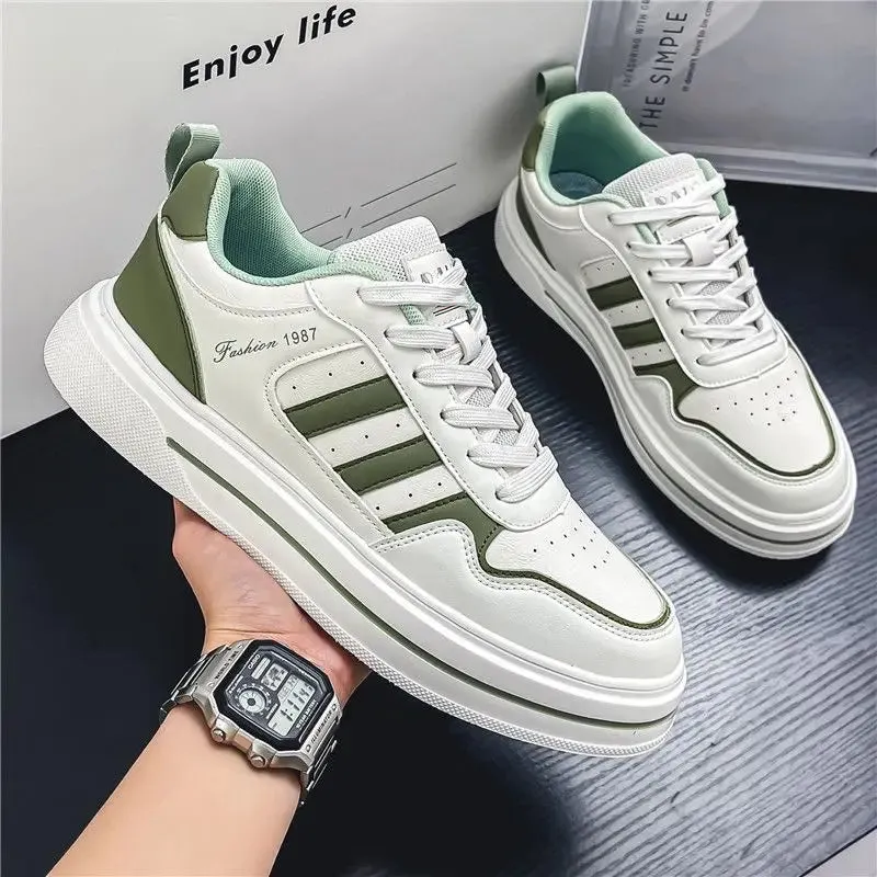 Hnzxzm Vulcanize Shoes for Men Spring Autumn Leisure Sneakers Man Black Work Slip-ons Leather Sports Casual Board Shoe Walking Common