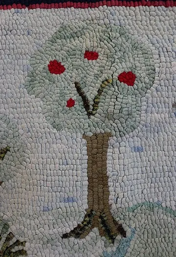 Hooked Rug Schoolhouse Signed & Dated Charming