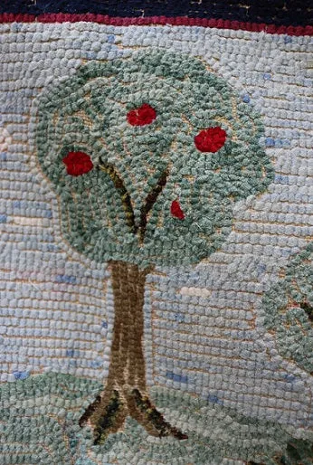 Hooked Rug Schoolhouse Signed & Dated Charming