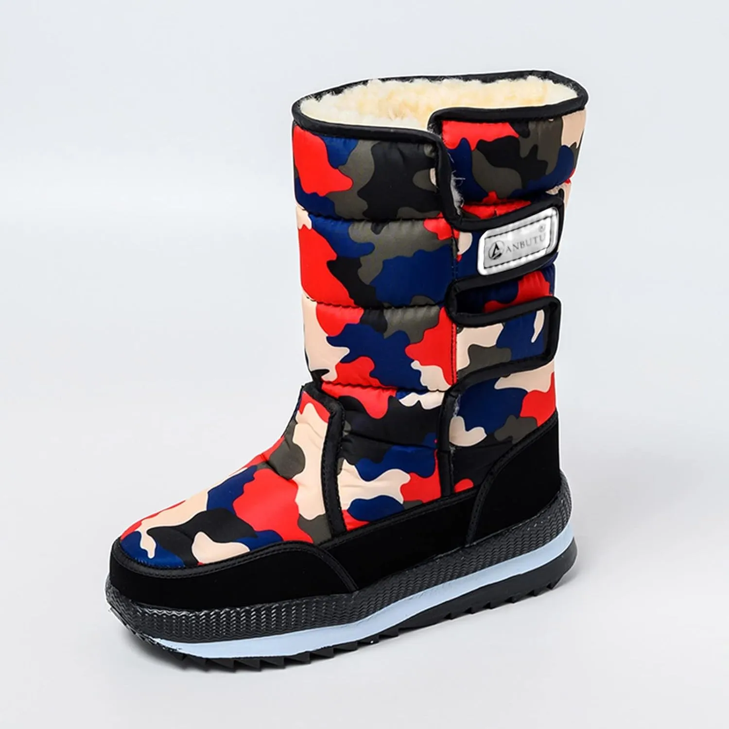 Insulated Snow Boot Women Winter Warm Hook Loop Snow Boots Warm Work Boots Knee High Boots Women Ankle Booties