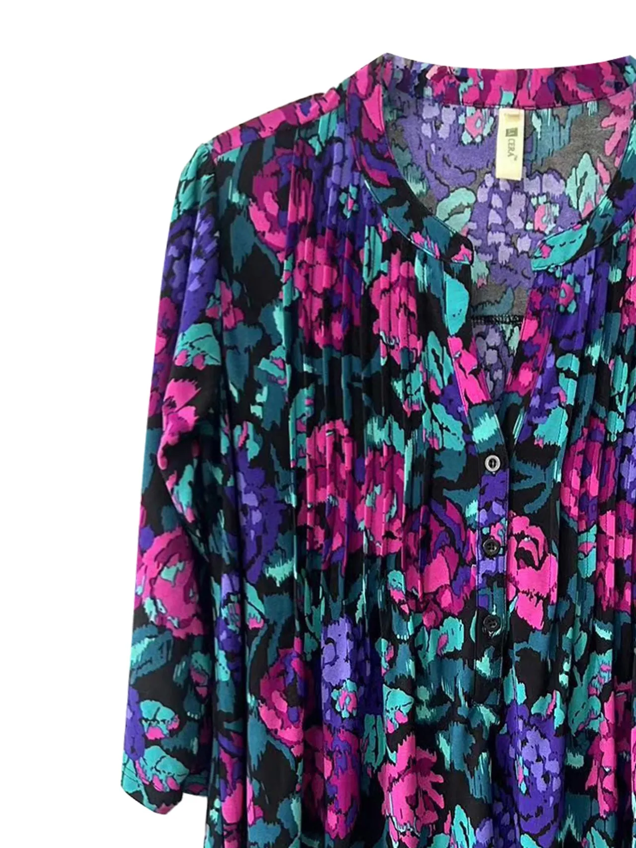 La Cera Plus Size Pleat Front Top
