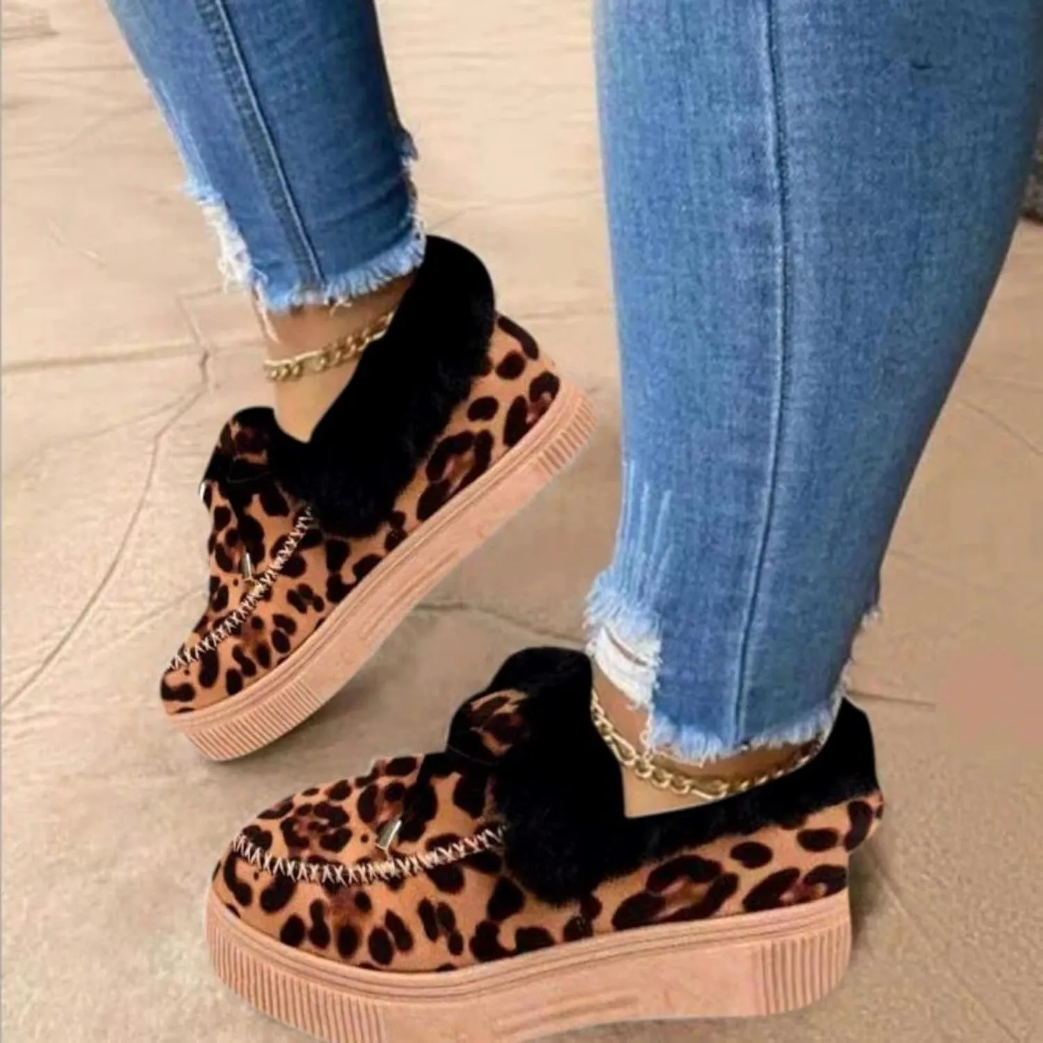 Ladmiple Booties For Women 2024 Snow Boots Winter Shoes Fur Lined Warm Slip On Ankle Boots Comfortable Walking Loafers Shoes