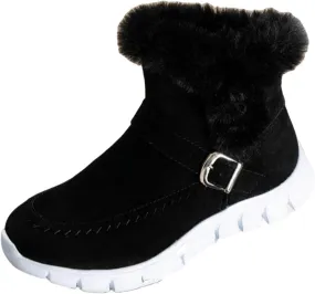 Ladmiple Booties For Women 2024 Snow Boots Winter Warm Fur Lined Anti-Slip Ankle Booties Outdoor Slip On Warm Loafers Shoes