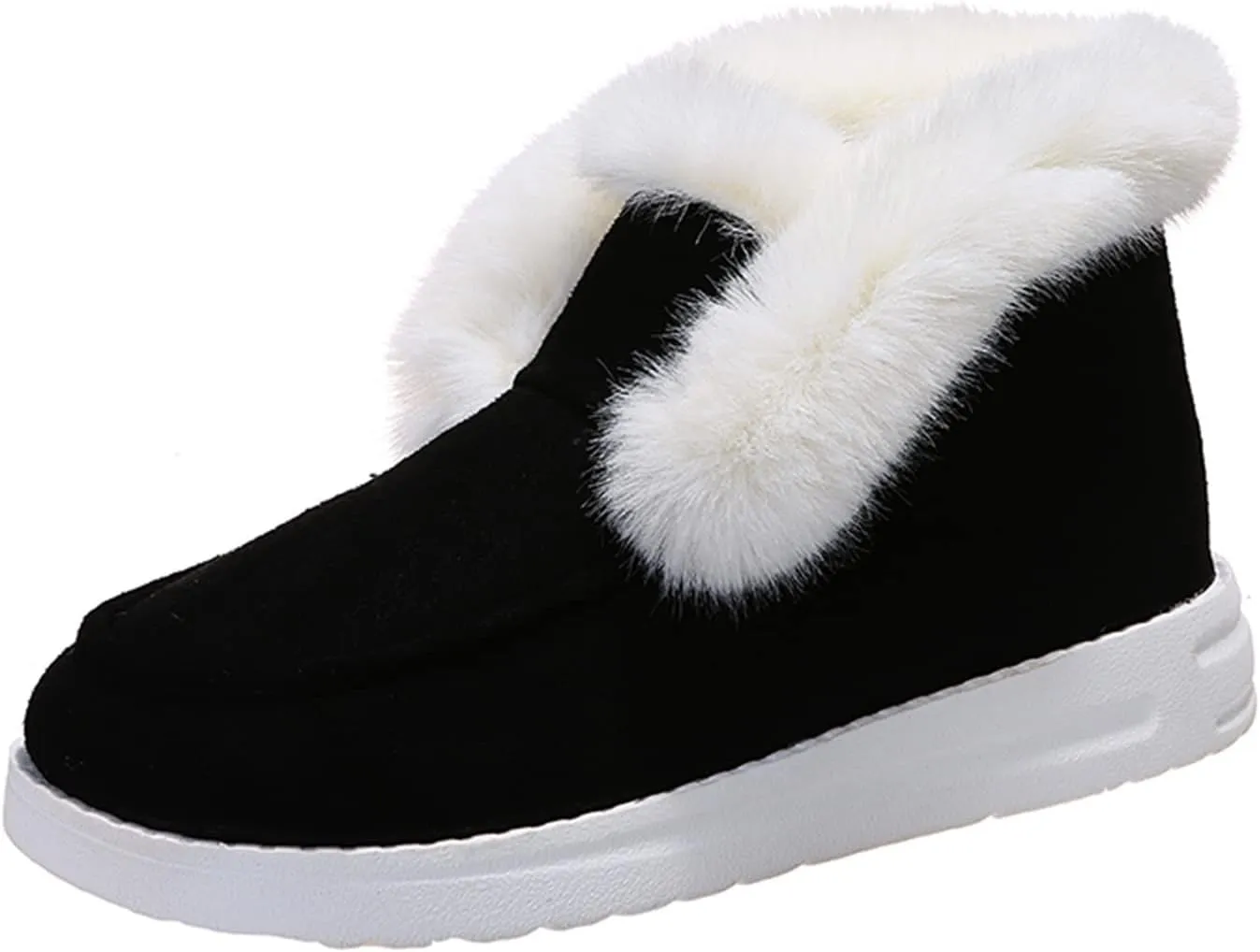 Ladmiple Winter Fashion Boots For Women 2024 Snow Boots Warm Ankle Booties Slip On Fur Lined Comfortable Casual Loafers Shoes