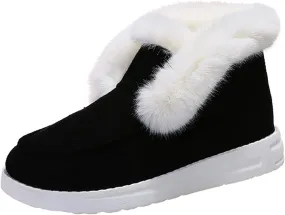 Ladmiple Winter Fashion Boots For Women 2024 Snow Boots Warm Ankle Booties Slip On Fur Lined Comfortable Casual Loafers Shoes