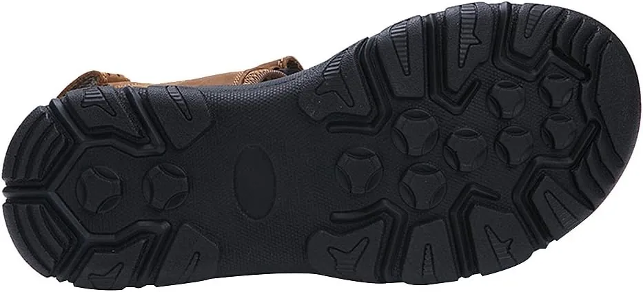 Men's Closed-toe Hook&Loop Leather Outdoor Trekking Sports Sandals Shoes