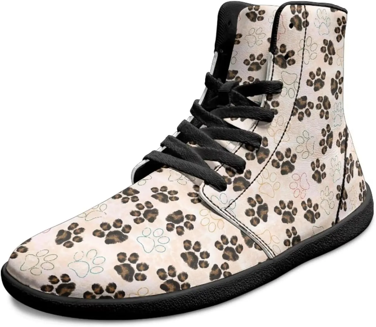 Mens Wide High-Top Barefoot Sneaker Minimalist Zero Drop Sole Walking Shoes Casual Footwear PU Leather Mens Shoes