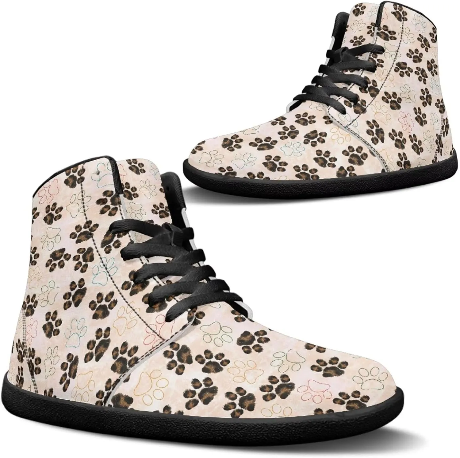 Mens Wide High-Top Barefoot Sneaker Minimalist Zero Drop Sole Walking Shoes Casual Footwear PU Leather Mens Shoes