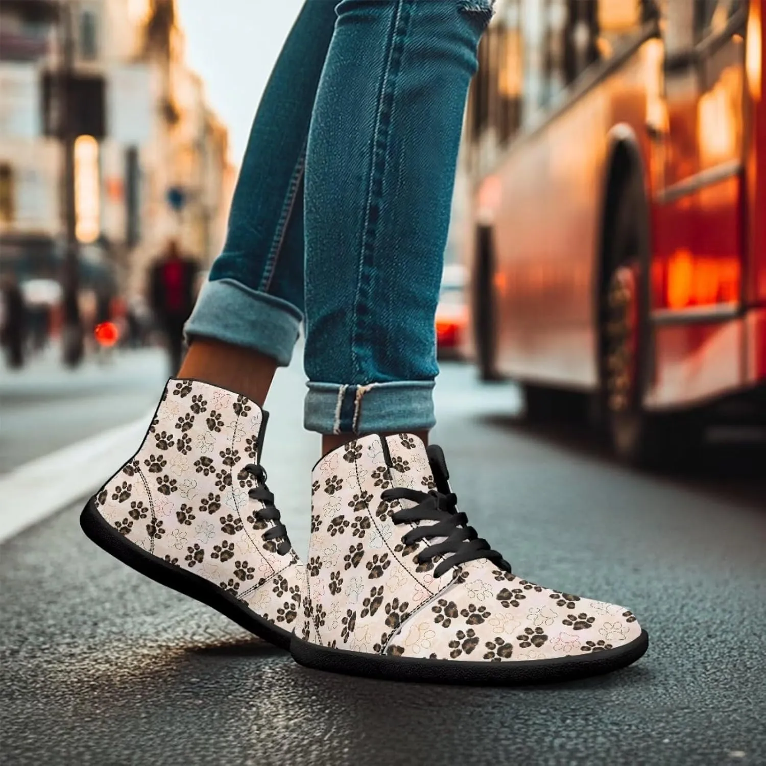 Mens Wide High-Top Barefoot Sneaker Minimalist Zero Drop Sole Walking Shoes Casual Footwear PU Leather Mens Shoes