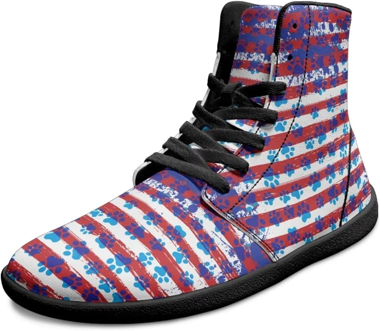 Mens Wide High-Top Barefoot Sneaker Minimalist Zero Drop Sole Walking Shoes Casual Footwear PU Leather Mens Shoes