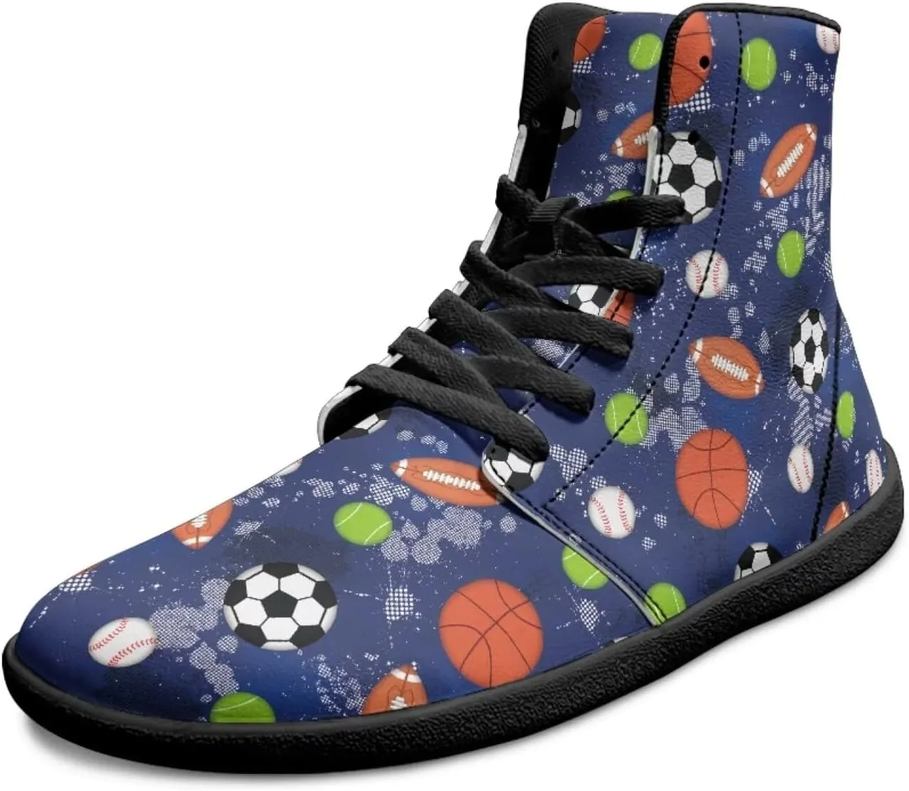 Mens Wide Toe Box Shoes High Top Lace Up Barefoot Sneakers Zero Drop Breathable Hiking Running Footwear
