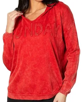 "sunday" Hoodie Pullover In Red