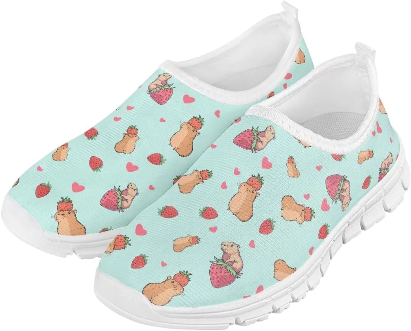 TODIYADDU Graphic Girls Sneakers Kids Breathable Mesh Shoes Lightweight Casual Tennis Running Athletic Sneaker, White