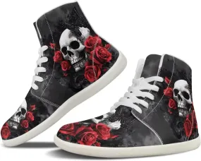 Unisex Mens Skull High Top Shoes Fashion Lace Up Running Ankle Support Sneakers for Hiking Walking