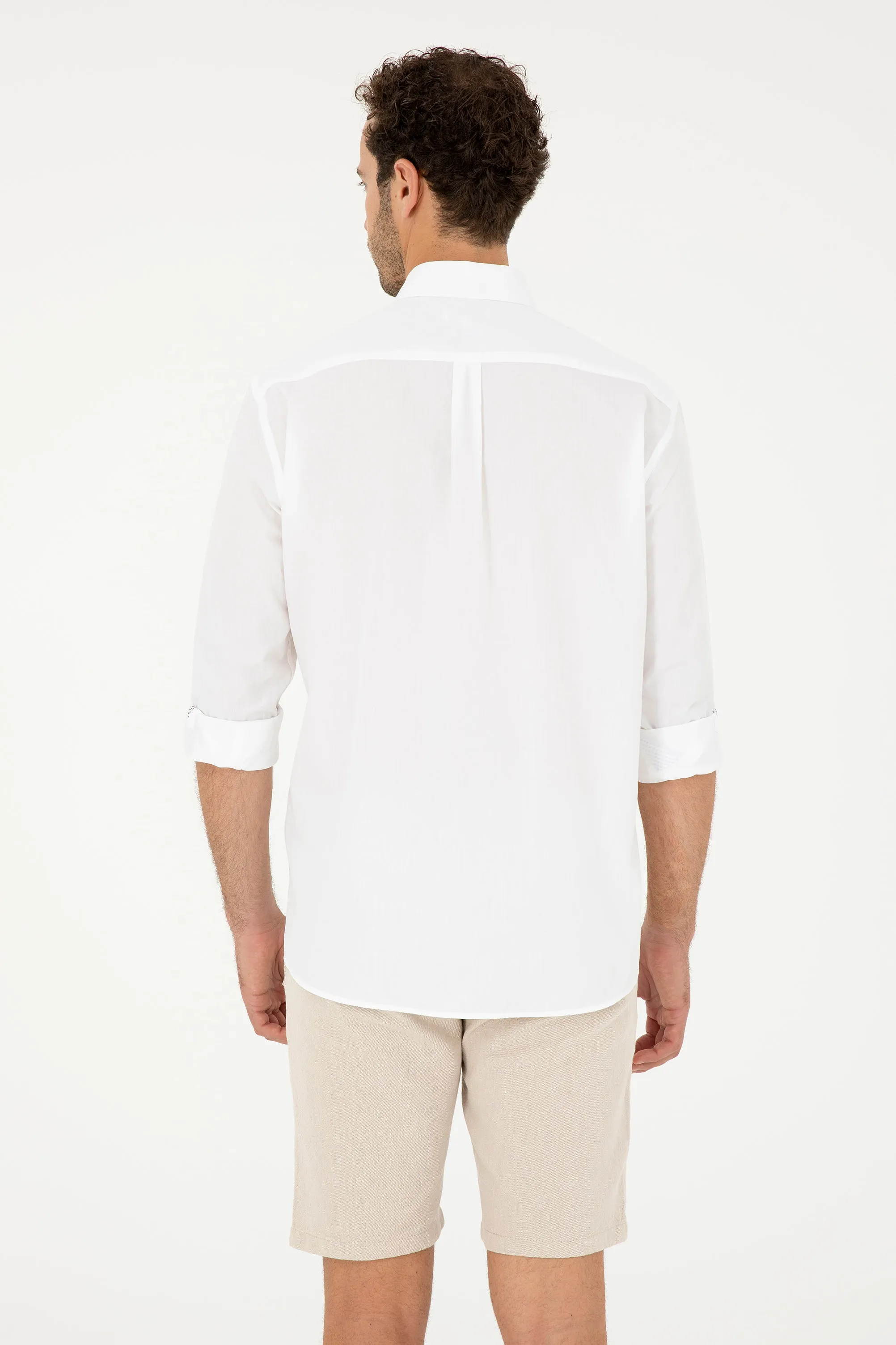 USPA Shirt Men White VR013 USPSH319 Regular Full Sleeve US Polo Assn.