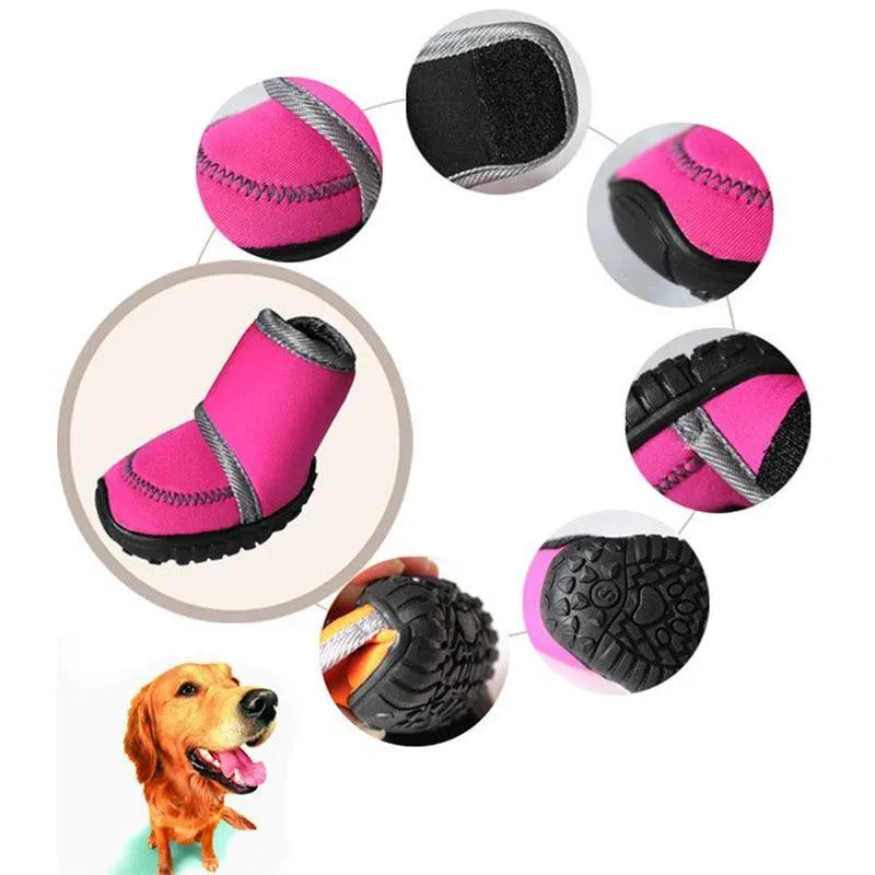 Waterproof Winter Pet Dog Boots Snow Anti-Slip Shoes 4Pcs/Set