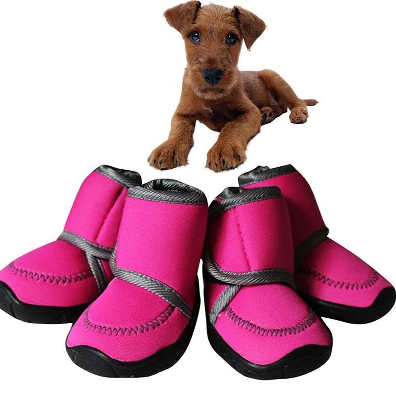 Waterproof Winter Pet Dog Boots Snow Anti-Slip Shoes 4Pcs/Set