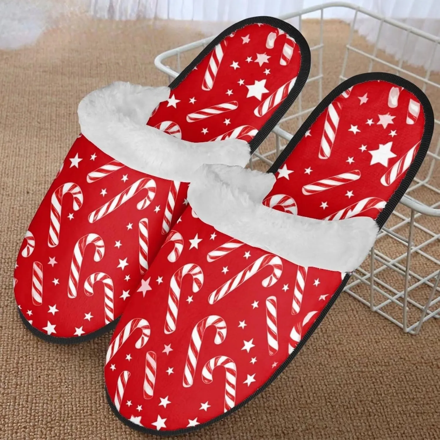 Winter Indoor Fuzzy Slippers for Women Christmas Halloween Fall Thanksgiving Daily Home Warm Cozy Non-slip