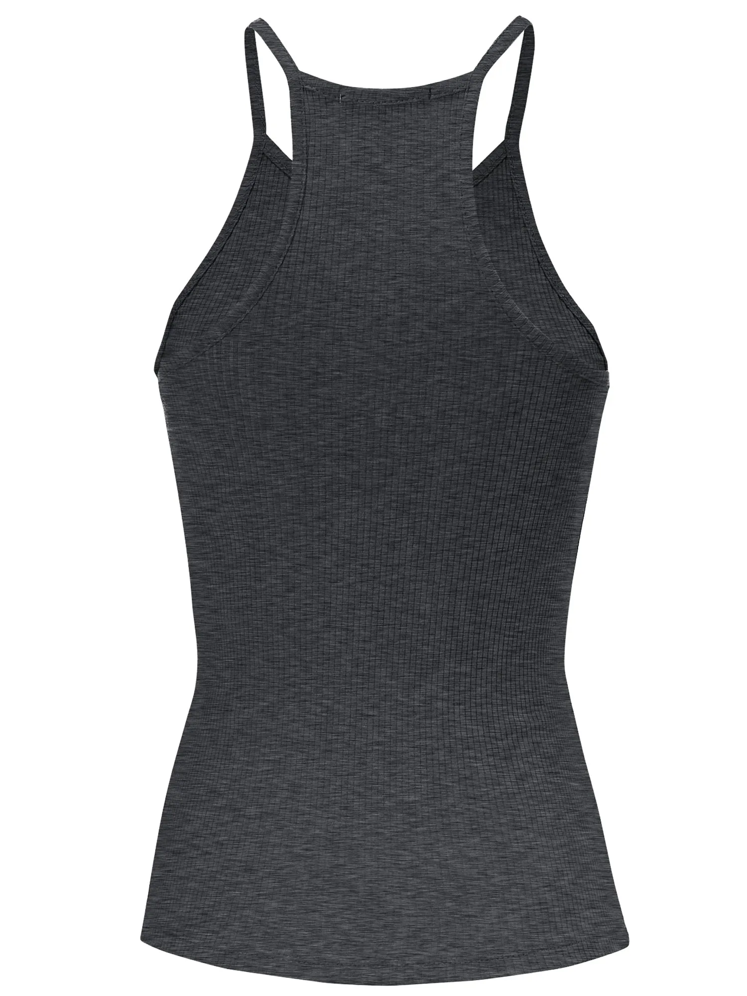 Women's Basic Ribbed Knit, High Neck Racerback Camisole Top (FWT1004)