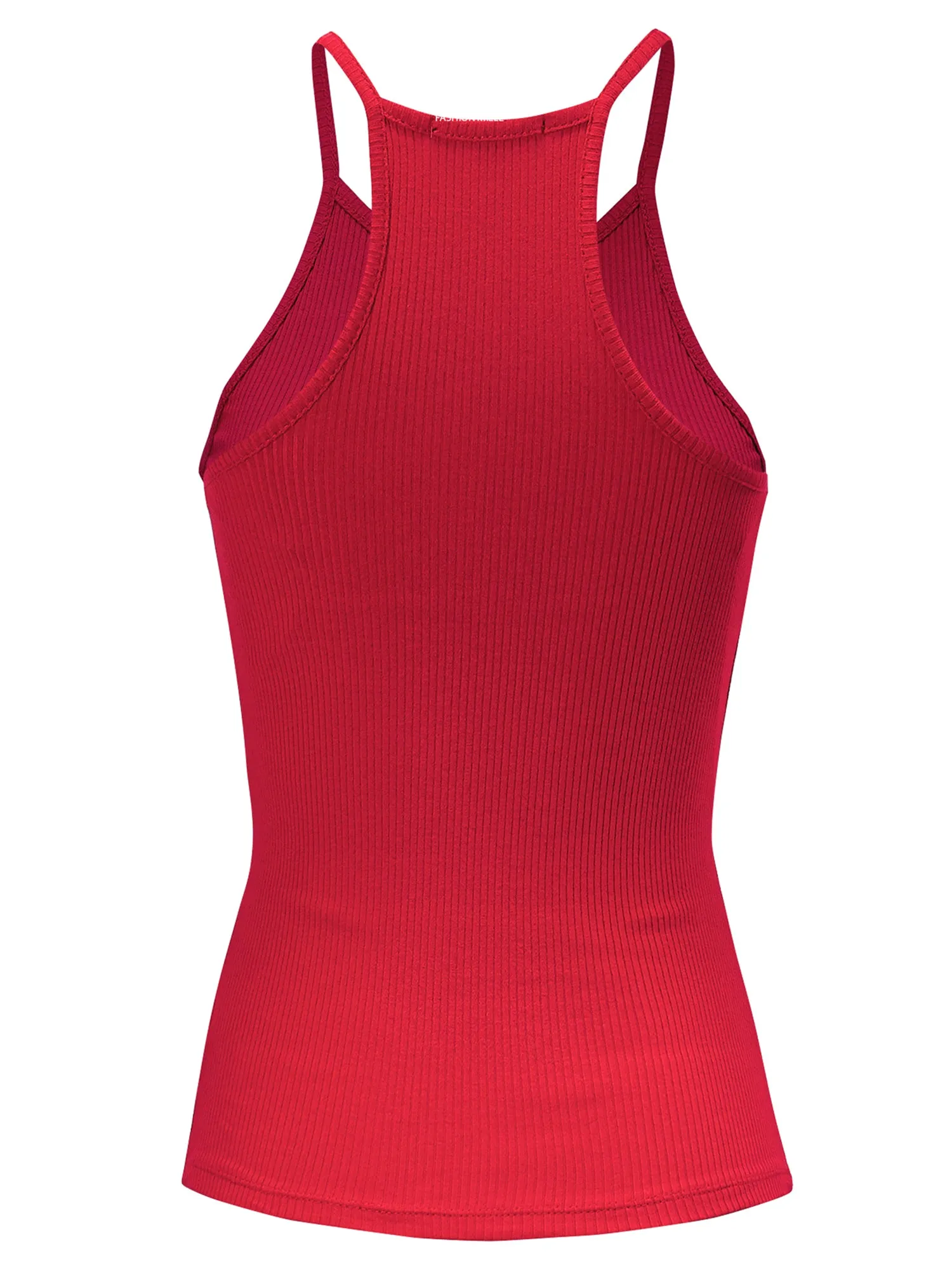 Women's Basic Ribbed Knit, High Neck Racerback Camisole Top (FWT1004)